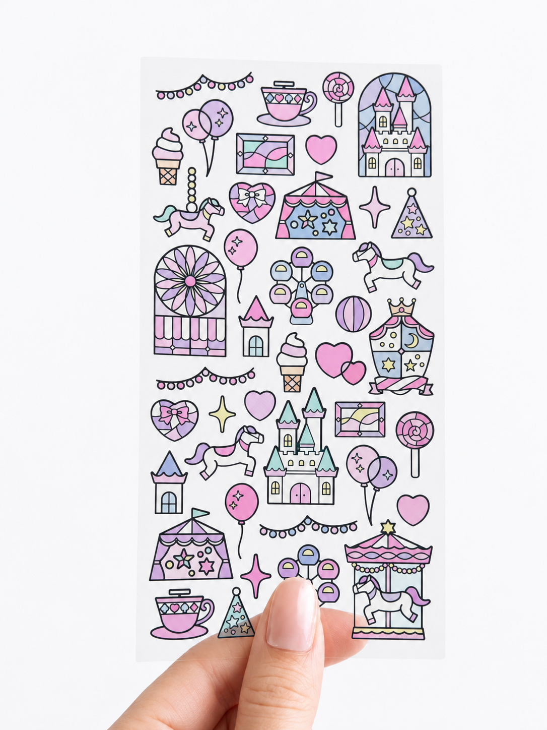 Stained Glass Seal Transparent Stickers - Pink Carnival