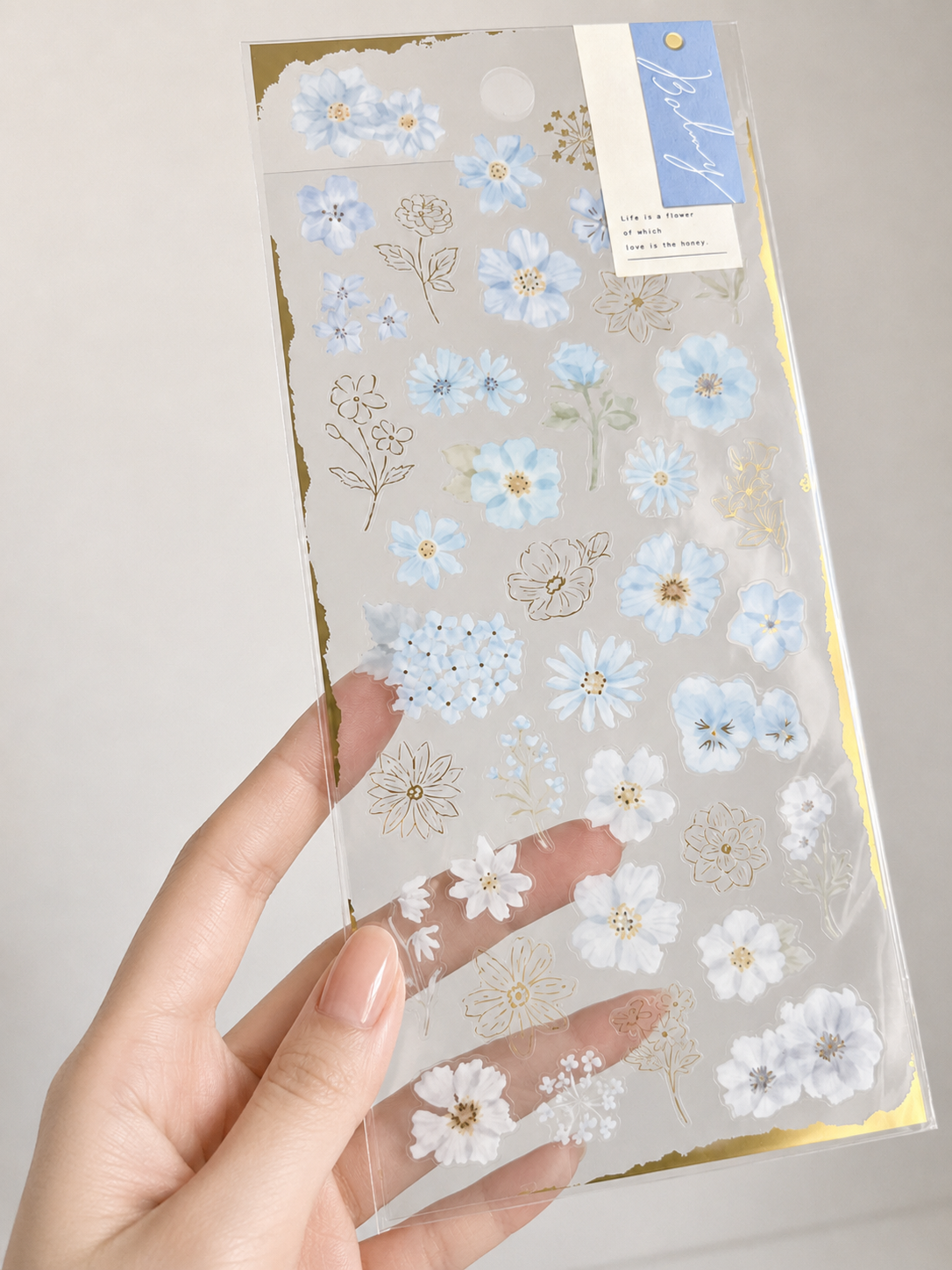 Balmy - Semi Transparent Soft Blue Botanical Stickers