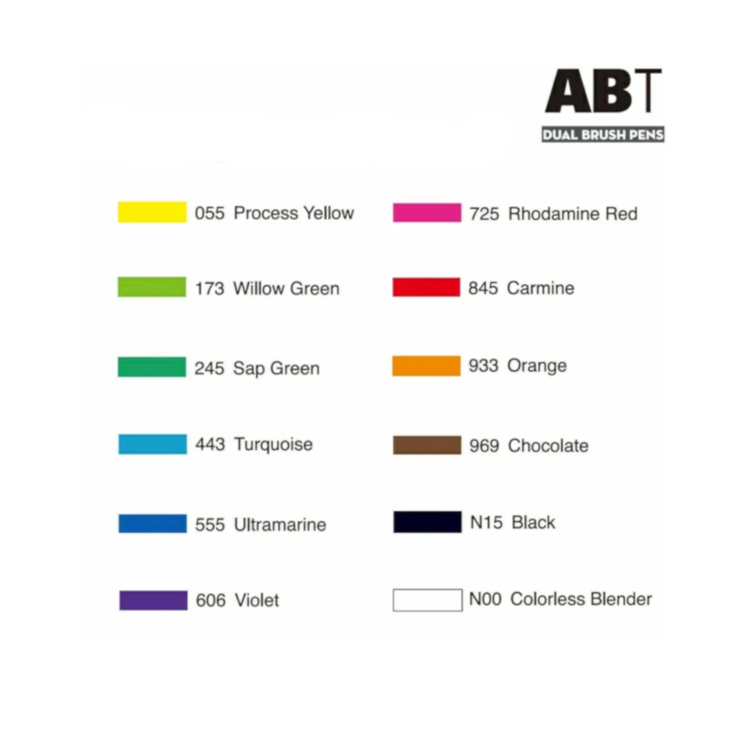 Tombow ABT Dual Brush Pens Water Based Dye Ink - 12 Pieces Basic