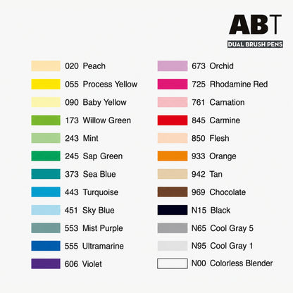 Tombow ABT Dual Brush Pens Water Based Dye Ink - 24 Pieces Basic