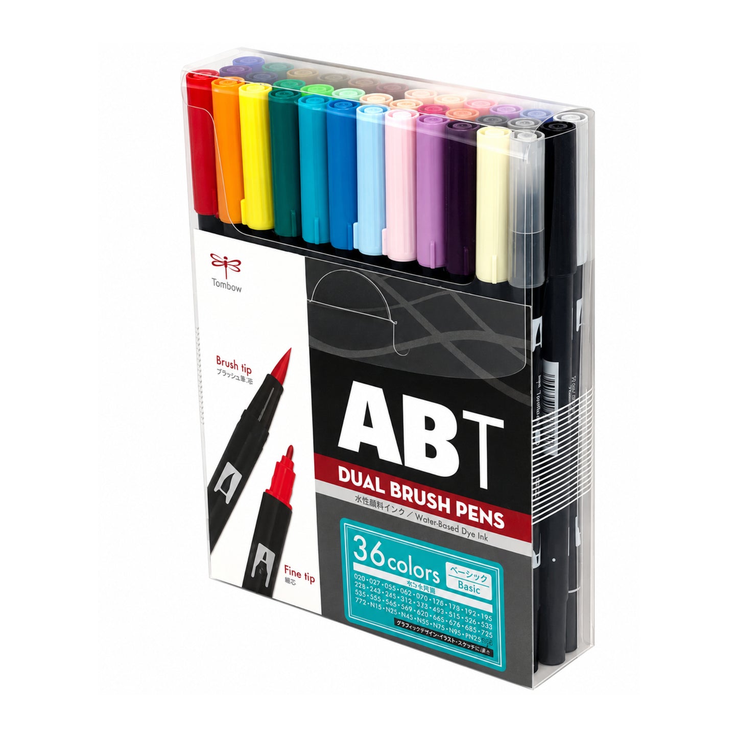 Tombow ABT Dual Brush Pens Water Based Dye Ink - 36 Pieces Basic