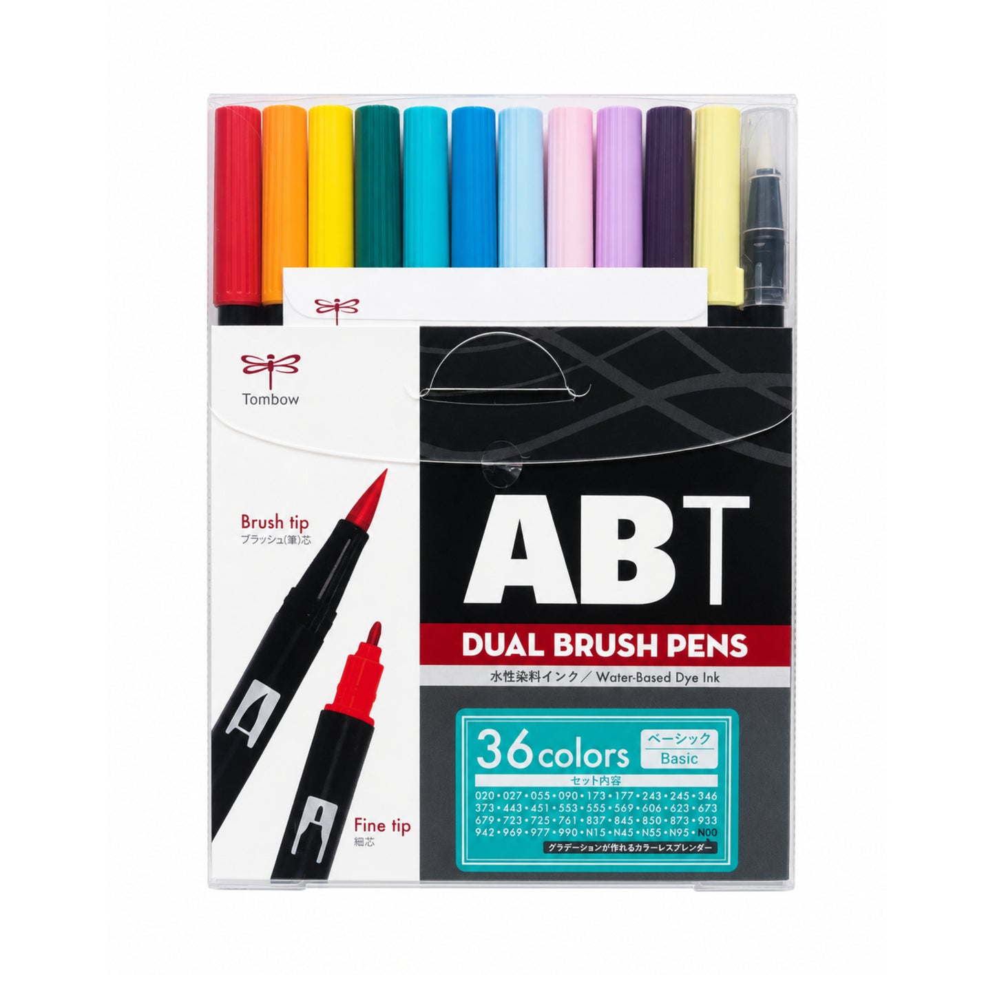 Tombow ABT Dual Brush Pens Water Based Dye Ink - 36 Pieces Basic