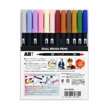 Tombow ABT Dual Brush Pens Water Based Dye Ink - 36 Pieces Basic