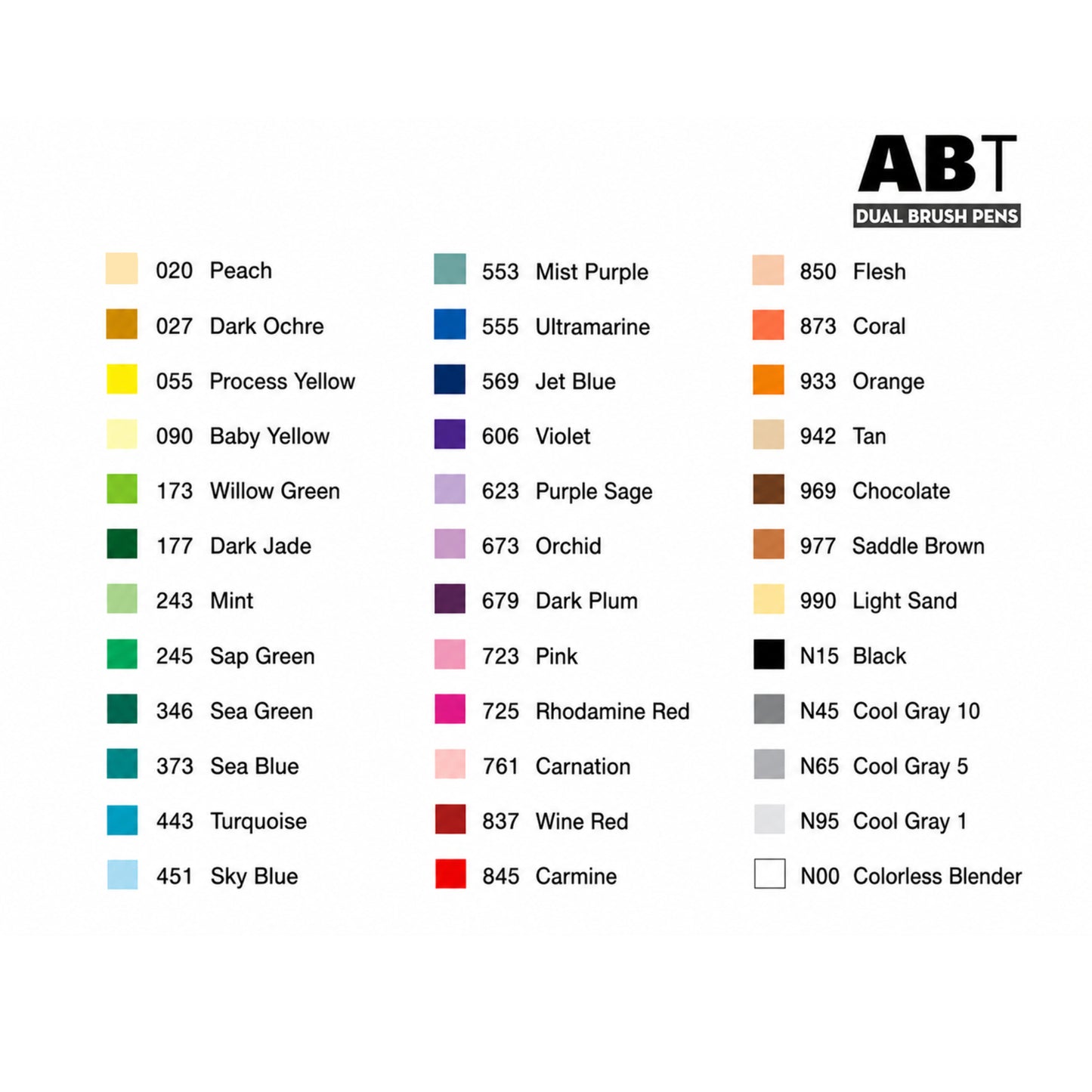 Tombow ABT Dual Brush Pens Water Based Dye Ink - 36 Pieces Basic