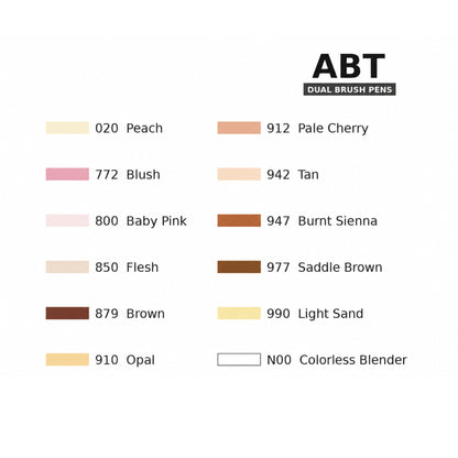 Tombow ABT Dual Brush Pens Water Based Dye Ink - 12 Pieces Portrait