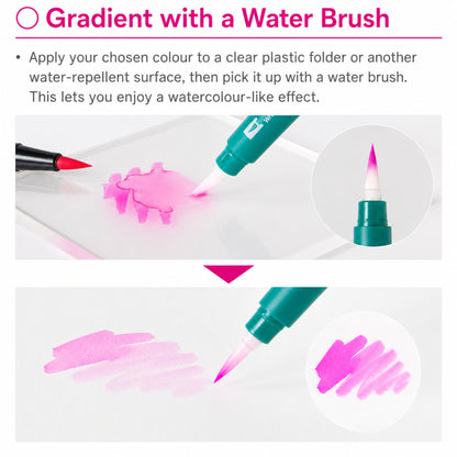 Tombow ABT Dual Brush Pens Water Based Dye Ink - 12 Pieces Pastel