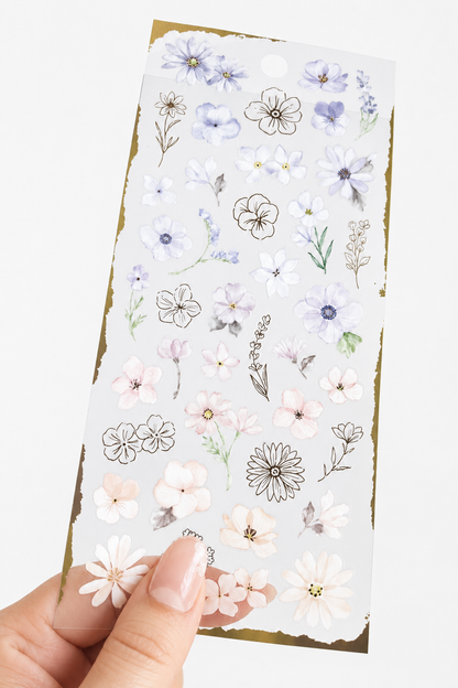 Balmy - Semi Transparent Lavender & Peach Bloom Stickers