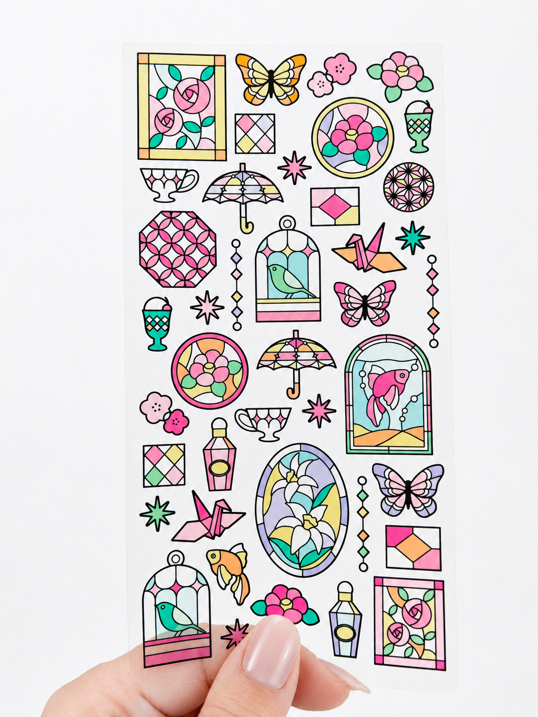 Stained Glass Seal Transparent Stickers - Red