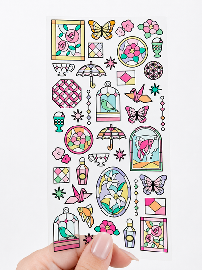 Stained Glass Seal Transparent Stickers - Red