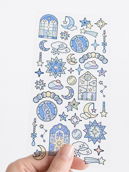 Stained Glass Seal Transparent Stickers - Celestial Blue