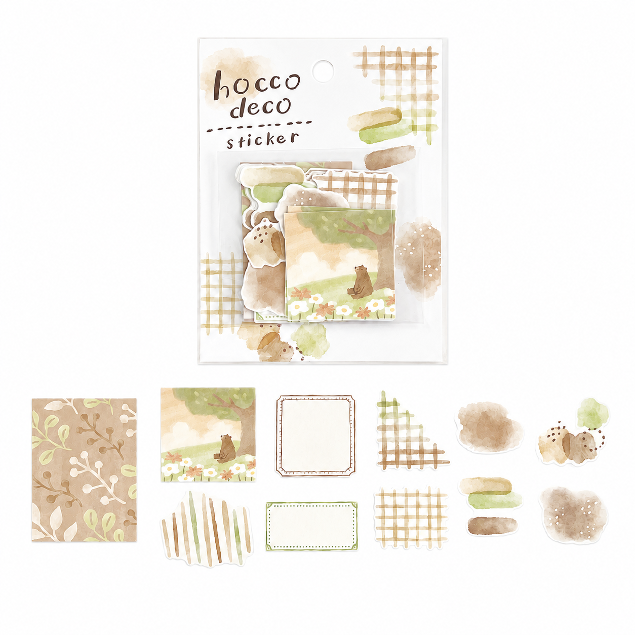 Mind Wave Hocco Deco Die Cut Washi Flake Sticker Bear in the Woods