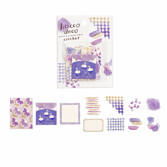 Mind Wave Hocco Deco Die Cut Washi Flake Sticker Swans in Purple