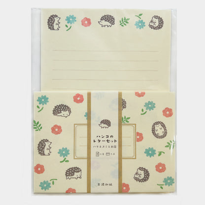 Furukawashiko Letter Set with Hedgehog with Flowers