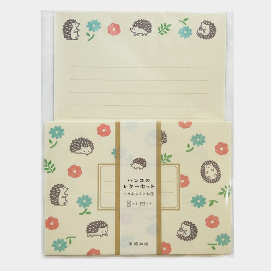 Furukawashiko Letter Set with Hedgehog with Flowers