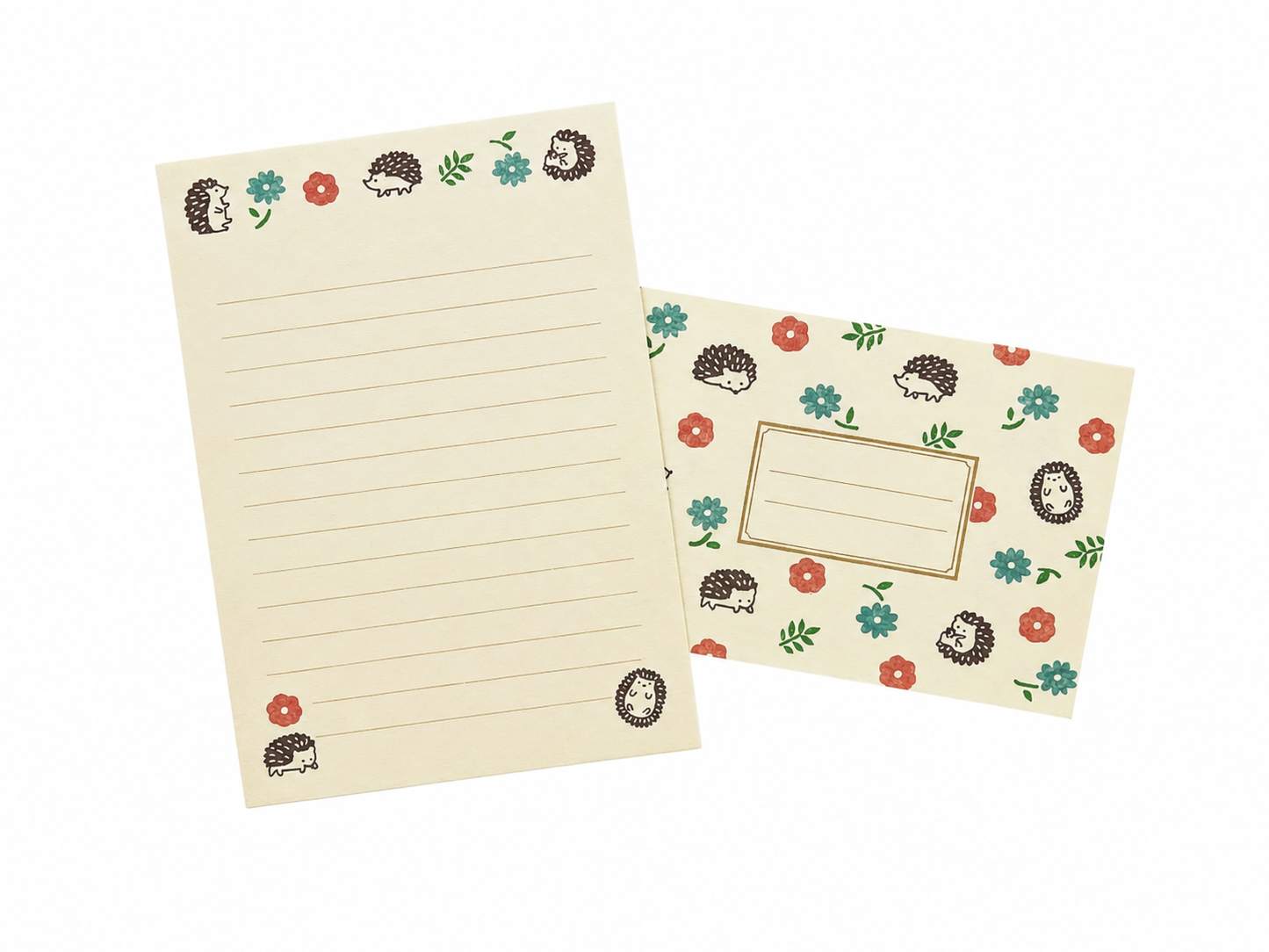 Furukawashiko Letter Set with Hedgehog with Flowers