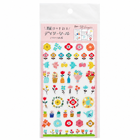 Daily Seal Transparent Stickers - Colourful Flowers in Pink