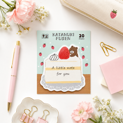 Furukawashiko Die Cut Bear with Cake Slice Sticky Notes