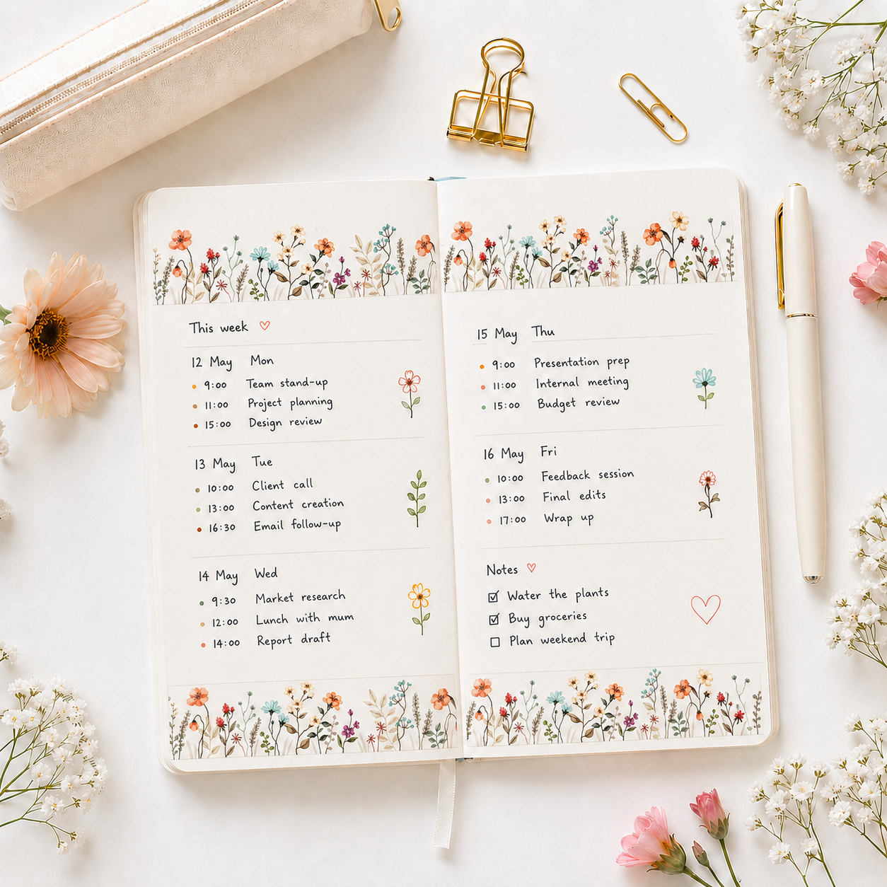 Mind Wave Lyric Series Clear Washi Tape - Flowers 30mm