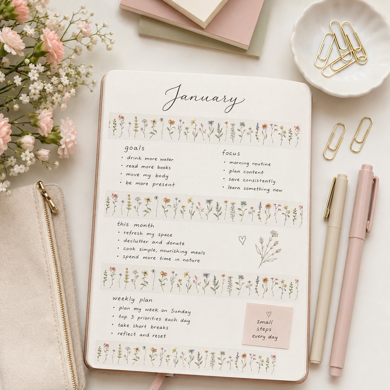 Clear Tape - Pick Flowers 30mm