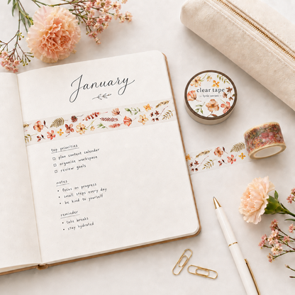 Clear Tape - Lyric Series and Floral Blooms 30mm