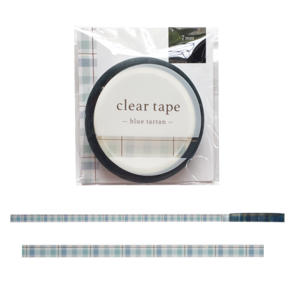 Clear Tape - Blue Tartan 7mm