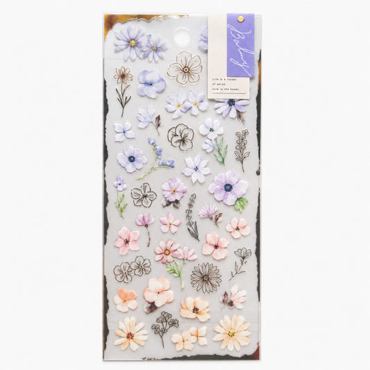 Balmy - Semi Transparent Lavender & Peach Bloom Stickers
