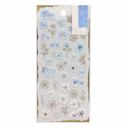 Balmy - Semi Transparent Soft Blue Botanical Stickers