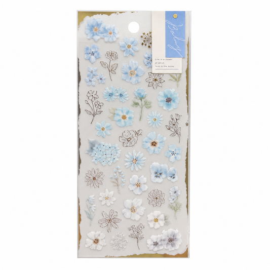 Balmy - Semi Transparent Soft Blue Botanical Stickers