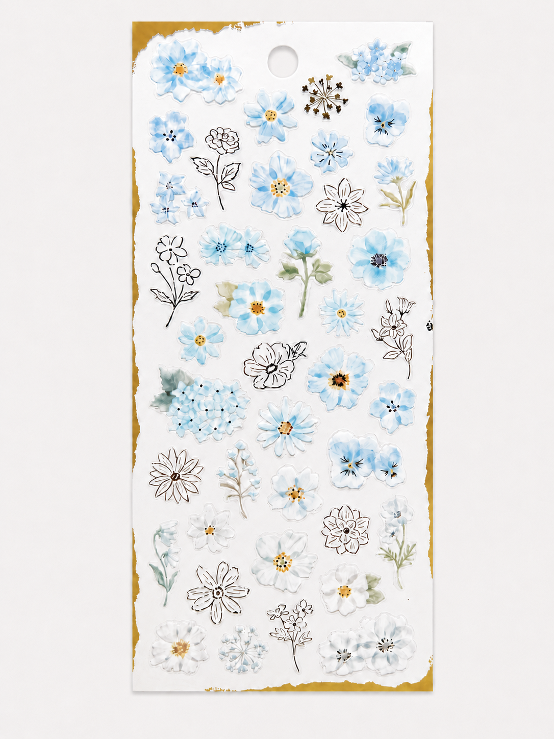 Balmy - Semi Transparent Soft Blue Botanical Stickers