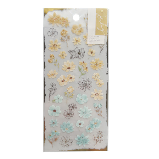 Balmy - Semi Transparent Honey & Blue Floral Stickers