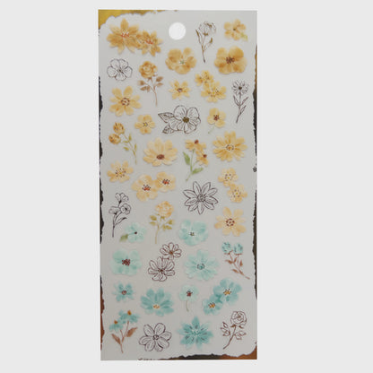Balmy - Semi Transparent Honey & Blue Floral Stickers