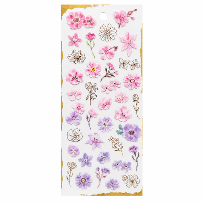 Balmy - Semi Transparent Pink & Lavender Flower Sticker Sheet