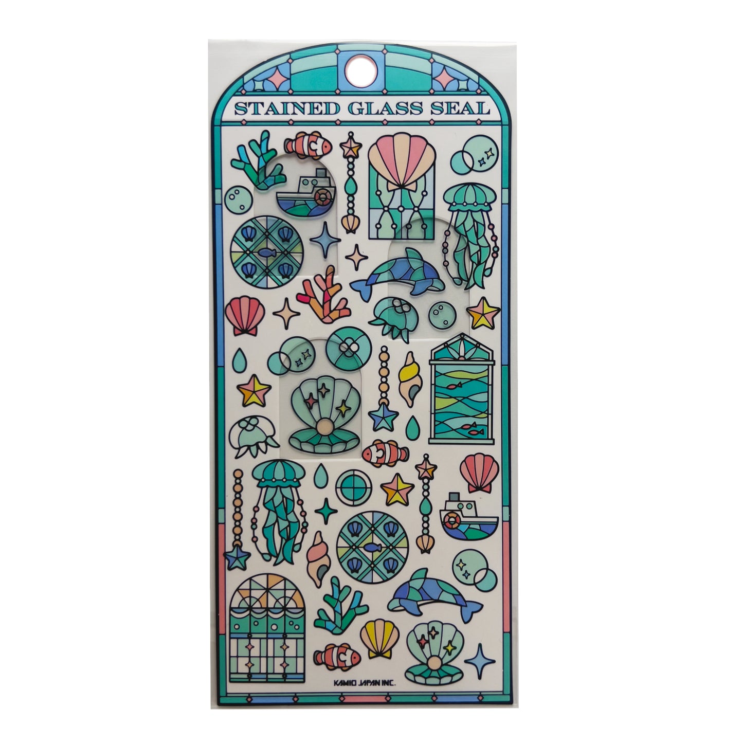 Stained Glass Seal Transparent Stickers - Green