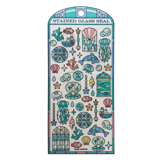 Stained Glass Seal Transparent Stickers - Green