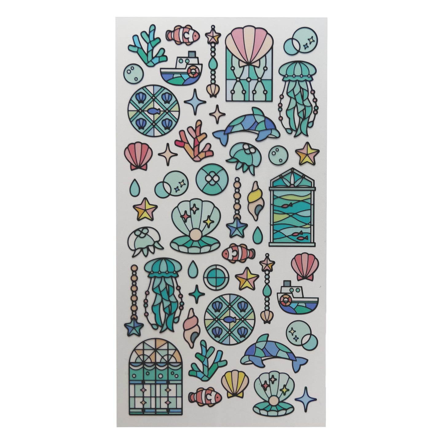 Stained Glass Seal Transparent Stickers - Green