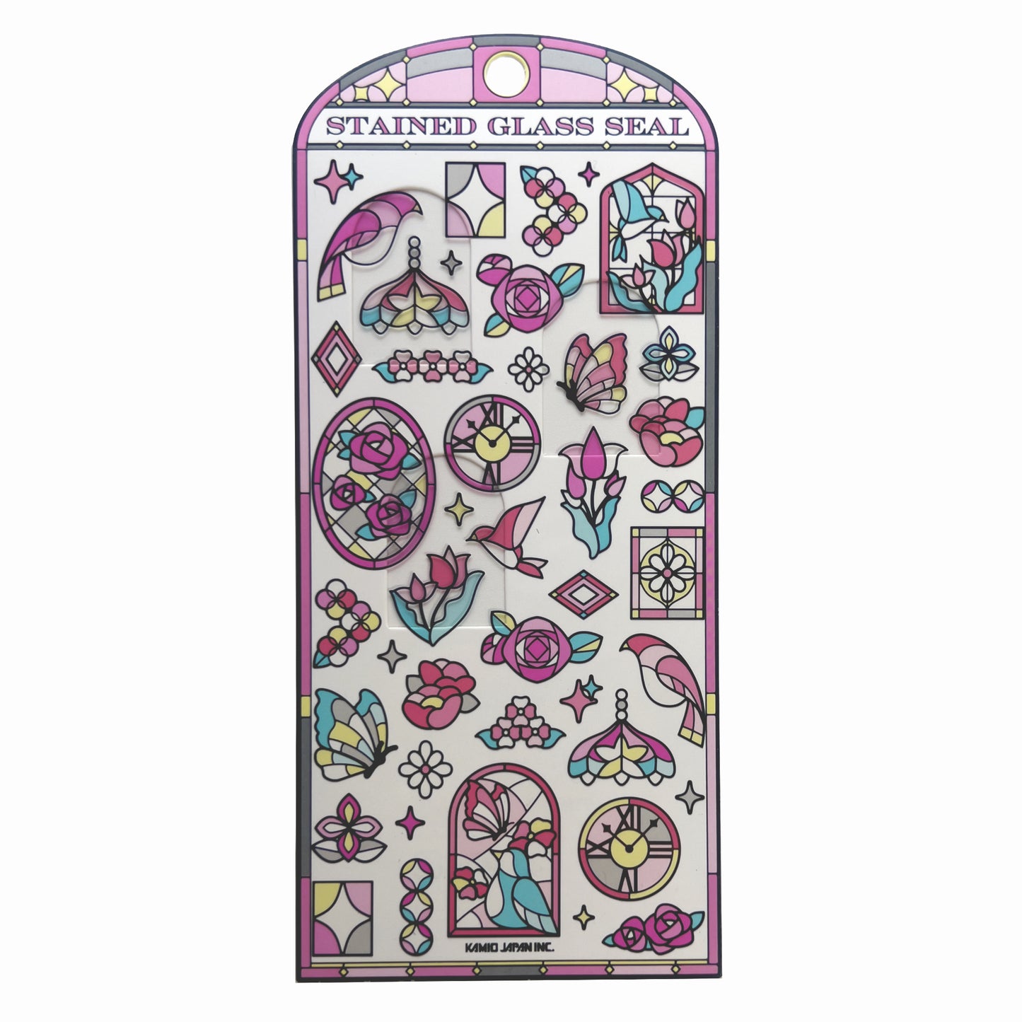 Stained Glass Seal Transparent Stickers - Pink Bird
