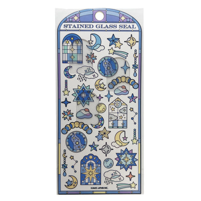 Stained Glass Seal Transparent Stickers - Celestial Blue