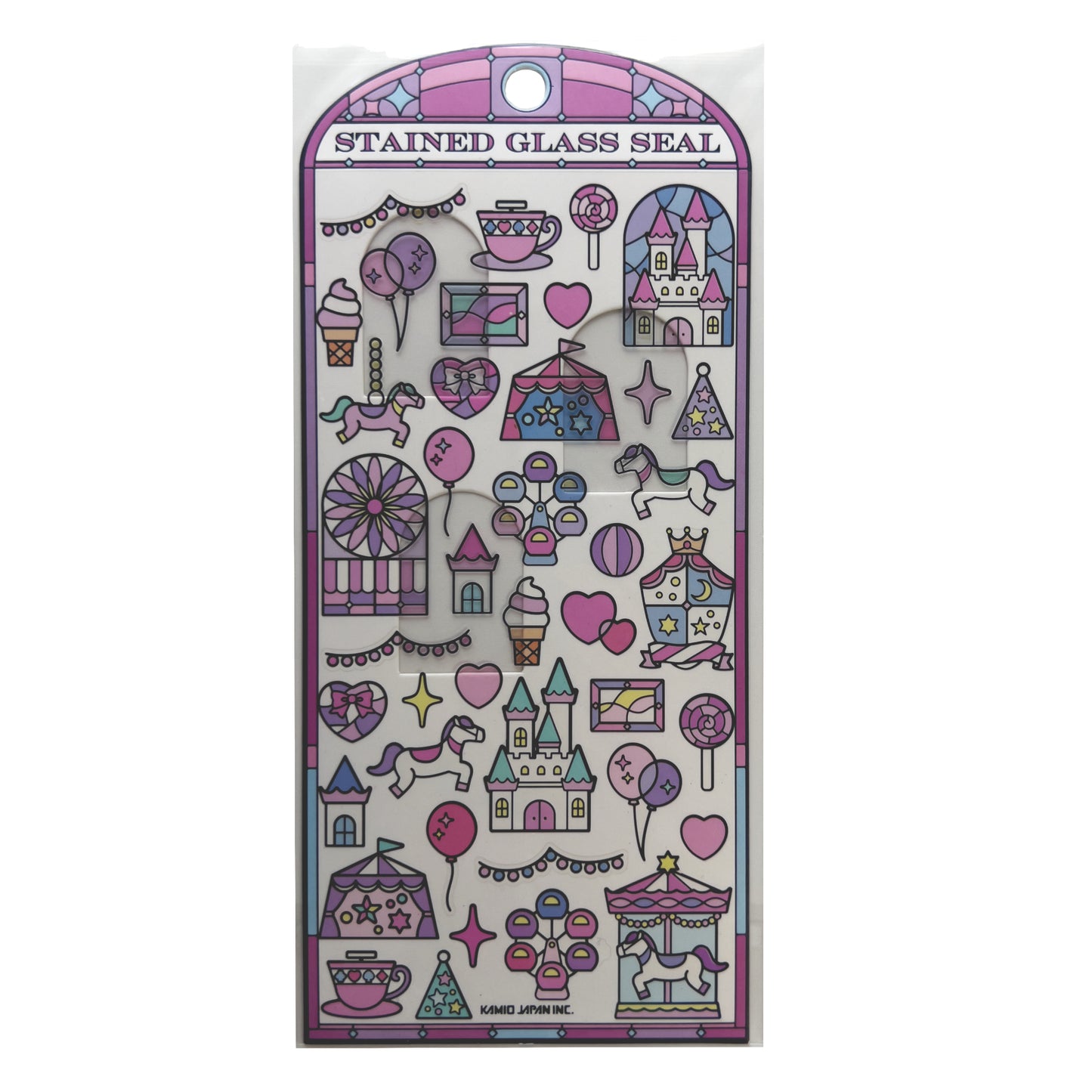 Stained Glass Seal Transparent Stickers - Pink Carnival