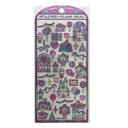 Stained Glass Seal Transparent Stickers - Pink Carnival