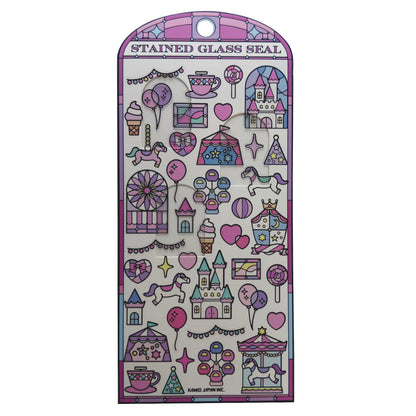 Stained Glass Seal Transparent Stickers - Pink Carnival