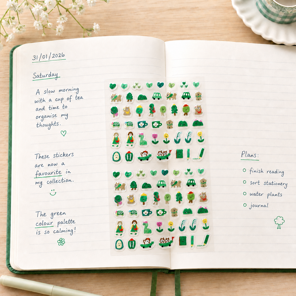 Daily Seal Transparent Stickers - Outing in Green
